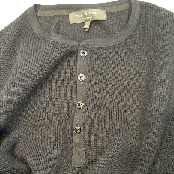 RAG & BONE Bennet Merino Wool Sweater Henley XL black - Picture 7 of 9